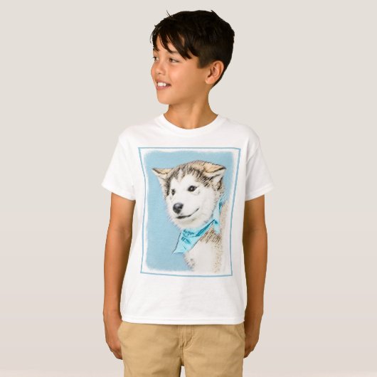 Siberian Husky Puppy Painting - Originele Dog Art T-shirt (Voorkant volledig)
