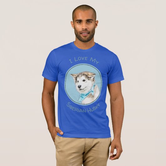 Siberian Husky Puppy Painting - Originele Dog Art T-shirt (Voorkant volledig)