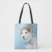 Siberian Husky Puppy Painting - Originele Dog Art Tote Bag (Voorkant)