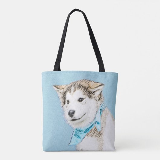 Siberian Husky Puppy Painting - Originele Dog Art Tote Bag (Achterkant)