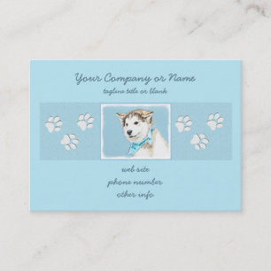 Siberian Husky Puppy Painting - Originele Dog Art Visitekaartje