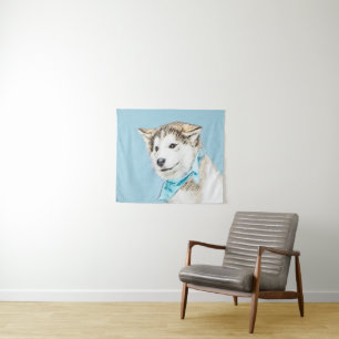 Siberian Husky Puppy Painting - Originele Dog Art Wandkleed
