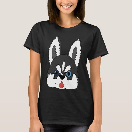 Siberian Husky Puppy Pattern Sticker T-shirt (Voorkant)
