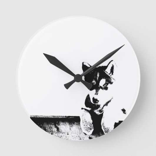 Siberian Husky Puppy Ronde Klok (Voorkant)