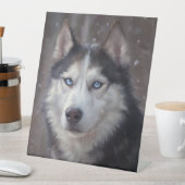 Siberian Husky Reclamebord Met Voetstuk (Insitu)