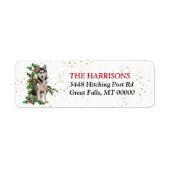 Siberian Husky Red Berry Holly Return Address Etiket (Voorkant)