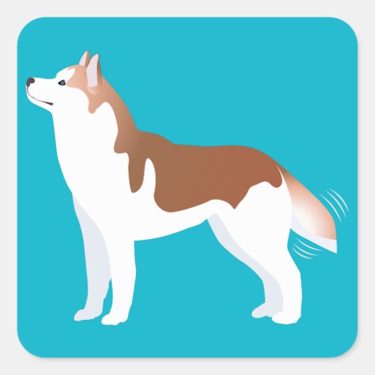 Siberian Husky - Red - Breed ontwerp voor Sjabloon Vierkante Sticker (Voorkant)