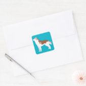 Siberian Husky - Red - Breed ontwerp voor Sjabloon Vierkante Sticker (Envelop)