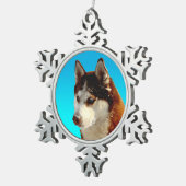 Siberian Husky red Huskybild Huskykopf Tin Sneeuwvlok Ornament (Rechts)