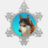 Siberian Husky red Huskybild Huskykopf Tin Sneeuwvlok Ornament (Voorkant)