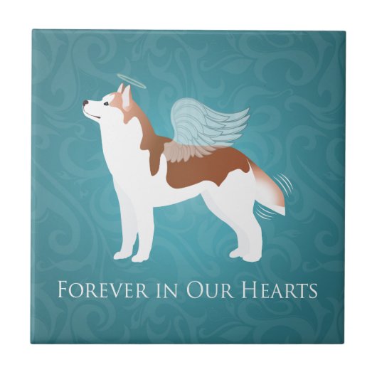 Siberian Husky - Red - Pet Memorial Design Tegeltje (Voorkant)