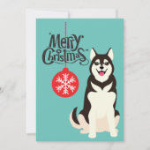Siberian Husky Retro Aqua kerstKaart (Voorkant)