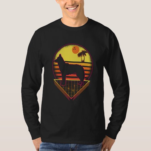 Siberian Husky Retro Sunset Vintage  Dog T-shirt (Voorkant)