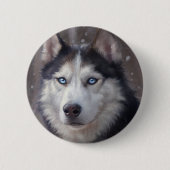 Siberian Husky Ronde Button 5,7 Cm (Voorkant)