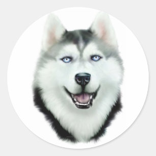 Siberian Husky Ronde Sticker