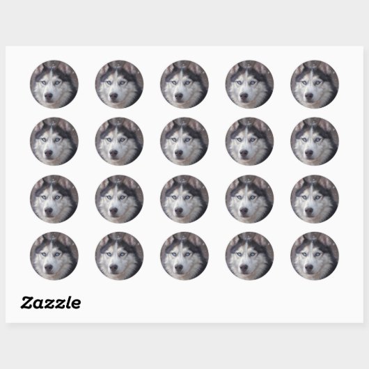 Siberian Husky Ronde Sticker (Vel)