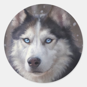 Siberian Husky Ronde Sticker