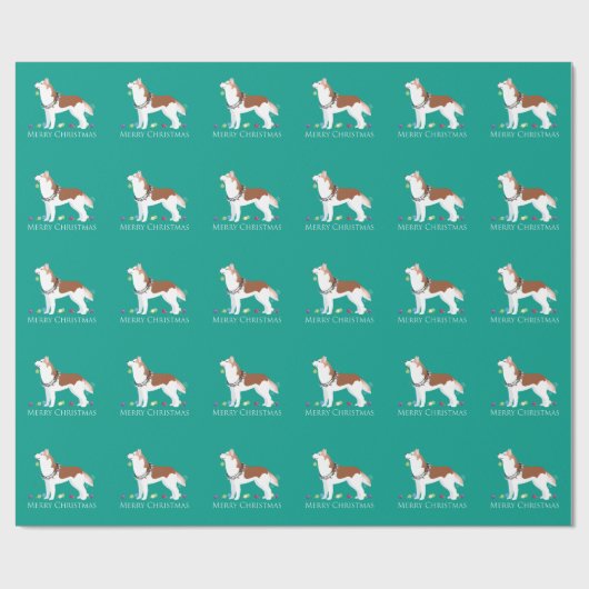 Siberian Husky - Rood - Duurzaam kerstontwerp Cadeaupapier (Vlak)