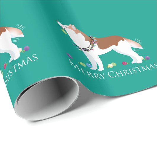 Siberian Husky - Rood - Duurzaam kerstontwerp Cadeaupapier (Rol Hoek)