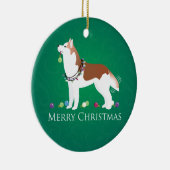 Siberian Husky - Rood - Duurzaam kerstontwerp Keramisch Ornament (Rechts)