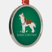 Siberian Husky - Rood - Duurzaam kerstontwerp Metalen Ornament (Rechts)