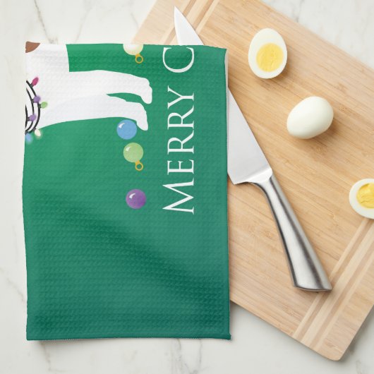 Siberian Husky - Rood - Duurzaam kerstontwerp Theedoek (Quarter Fold)