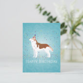 Siberian Husky - Rood - Happy Birthday Design Briefkaart (Staand voorkant)