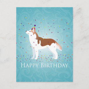 Siberian Husky - Rood - Happy Birthday Design Briefkaart