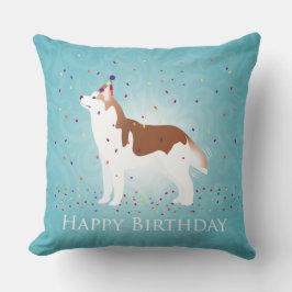 Siberian Husky - Rood - Happy Birthday Design Kussen