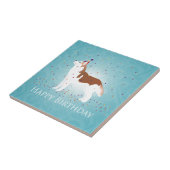 Siberian Husky - Rood - Happy Birthday Design Tegeltje (Zijkant)