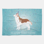 Siberian Husky - Rood - Happy Birthday Design Theedoek (Horizontaal)
