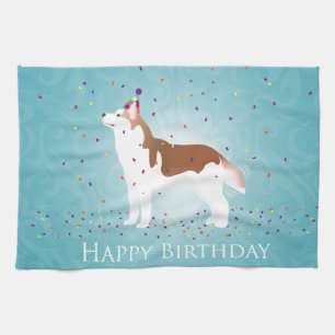 Siberian Husky - Rood - Happy Birthday Design Theedoek