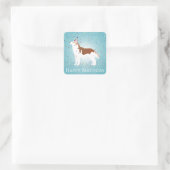 Siberian Husky - Rood - Happy Birthday Design Vierkante Sticker (Tas)