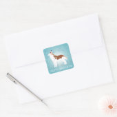 Siberian Husky - Rood - Happy Birthday Design Vierkante Sticker (Envelop)