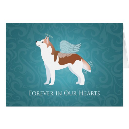 Siberian Husky - Rood - Pet Memorial Sympathcard (Voorkant Horizontaal)