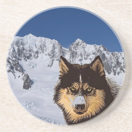 Siberian Husky Sandstone Onderzetter (Voorkant)