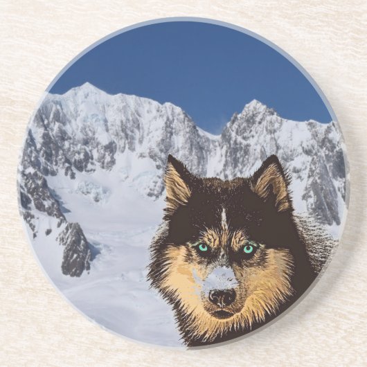 Siberian Husky Sandstone Onderzetter (Voorkant)