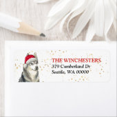 Siberian Husky Santa Hat Adres Label (Insitu)
