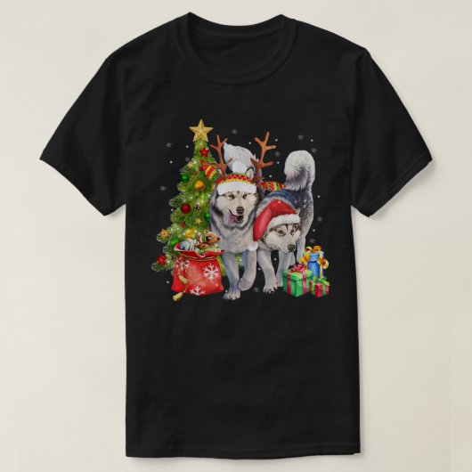 Siberian Husky Santa Hat Funny Kerstmis Gift T-shirt (Design voorkant)