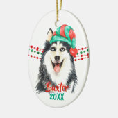 Siberian Husky Santa Hat Holiday String Beads Keramisch Ornament (Links)