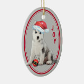 Siberian Husky Santa Hat kerstversiering Keramisch Ornament (Rechts)
