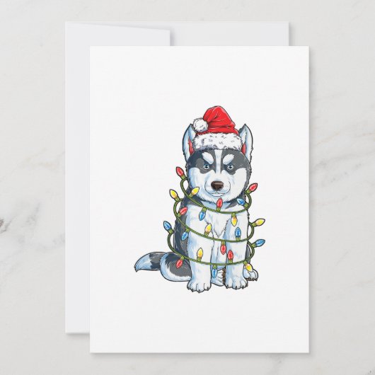 Siberian Husky Santa Kerstbomen Feestdagenkaart (Voorkant)