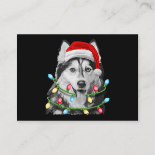 Siberian Husky Santa Kerstbomen Visitekaartje