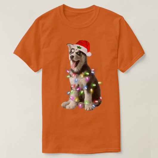 Siberian Husky Santa Kerstbomen Xma T-shirt (Design voorkant)