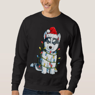 Siberian Husky Santa Kerstboom Licht Xmas B Trui