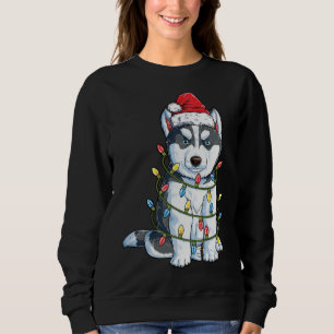 Siberian Husky Santa Kerstboom Licht Xmas Gi Trui