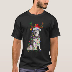 Siberian Husky Santa Kerstboom Lichte Kerstmis doe T-shirt
