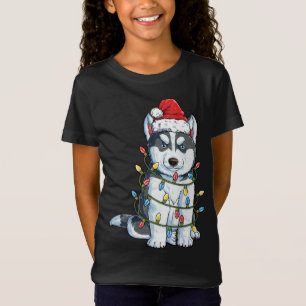 Siberian Husky Santa Kerstboom Lichte Kerstmis doe T-shirt