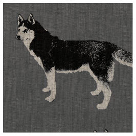 Siberian Husky schwarz weiß stehend Muster Stof