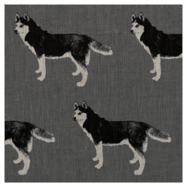 Siberian Husky schwarz weiß stehend Muster Stof